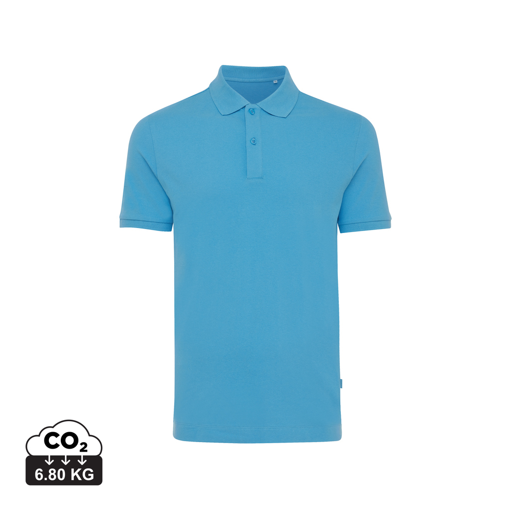 Polo publicitaire unisexe en coton recyclé 220g Iqoniq Yosemite tranquil blue